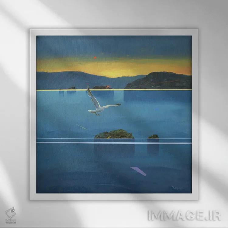 تابلو مرغان دریایی ۴ اثر بنیتو سالمرون - نمای قابدار سفید