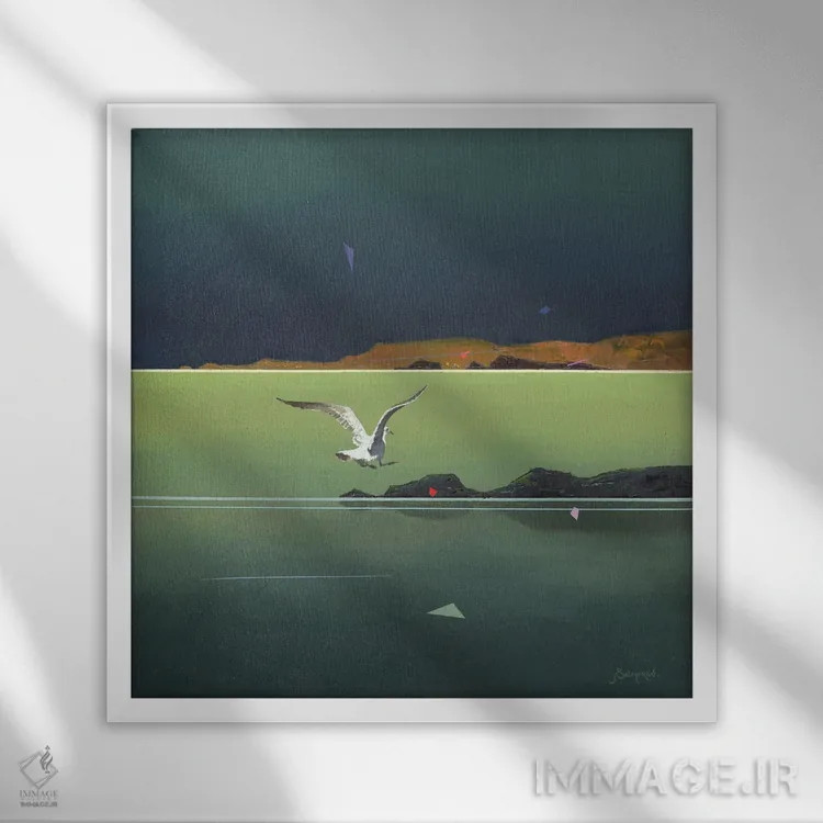 تابلو مرغان دریایی ۲ اثر بنیتو سالمرون - نمای قابدار سفید