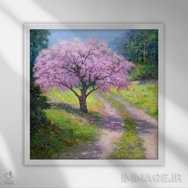 تابلو درخت بادام ۱ اثر بنیتو سالمرون - نمای قابدار سفید