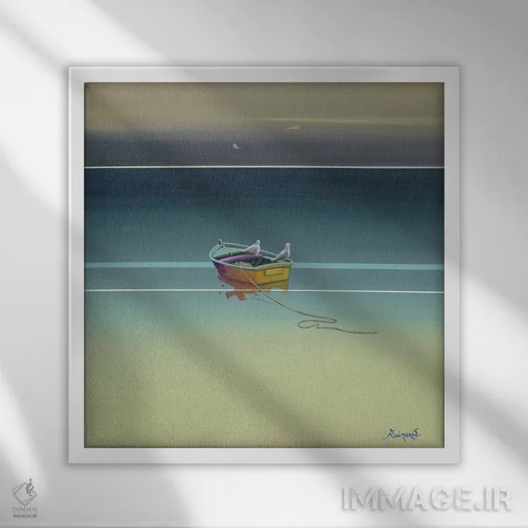 تابلو قایقها ۳ اثر بنیتو سالمرون - نمای قابدار سفید