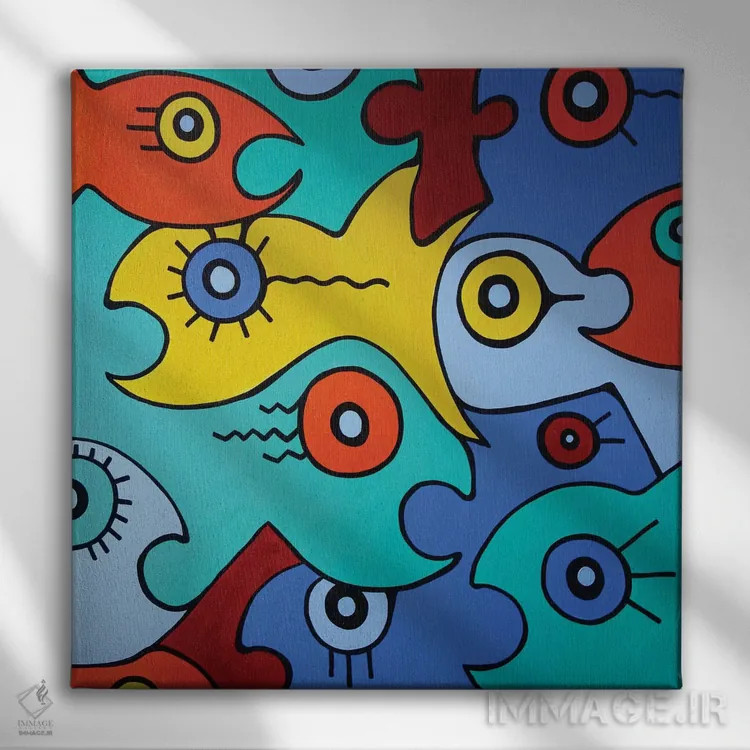 تابلو ماهی بزرگ اثر بیلی آرتیست - نمای روبهرو روی دیوار