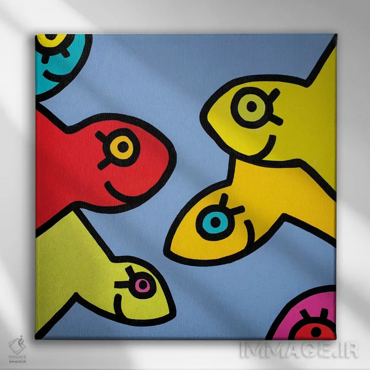 تابلو ماهی کوچک ۱ (نقاشی) اثر بیلی آرتیست - نمای روبهرو روی دیوار