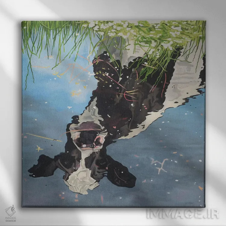 تابلو انعکاس گاو اثر کلارا باستین - نمای روبهرو روی دیوار