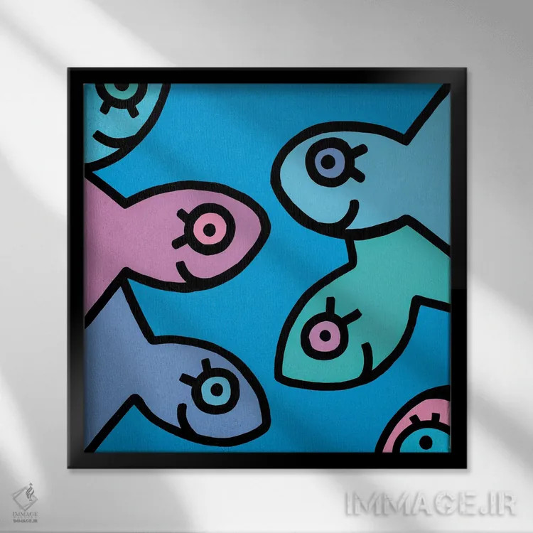 تابلو ماهی کوچک ۲ (نقاشی) اثر بیلی آرتیست - نمای قابدار مشکی