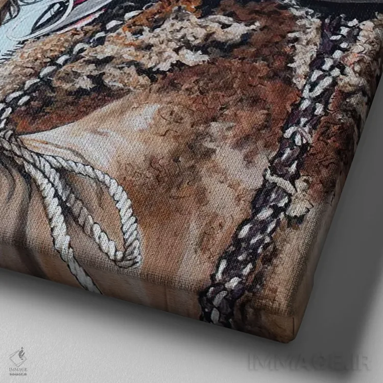 تابلو شتر یککوهانه اثر کلارا باستین - نمای نزدیک بافت بوم