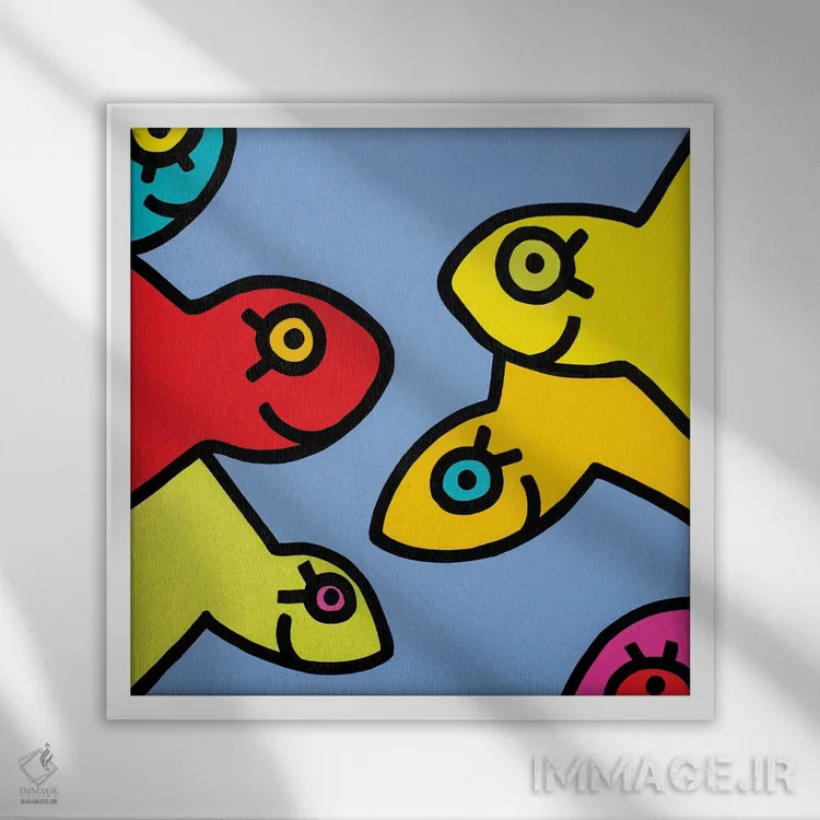 تابلو ماهی کوچک ۱ (نقاشی) اثر بیلی آرتیست - نمای قابدار سفید