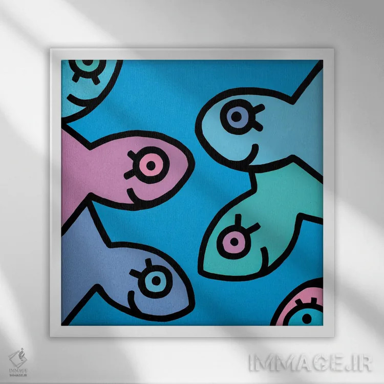 تابلو ماهی کوچک ۲ (نقاشی) اثر بیلی آرتیست - نمای قابدار سفید