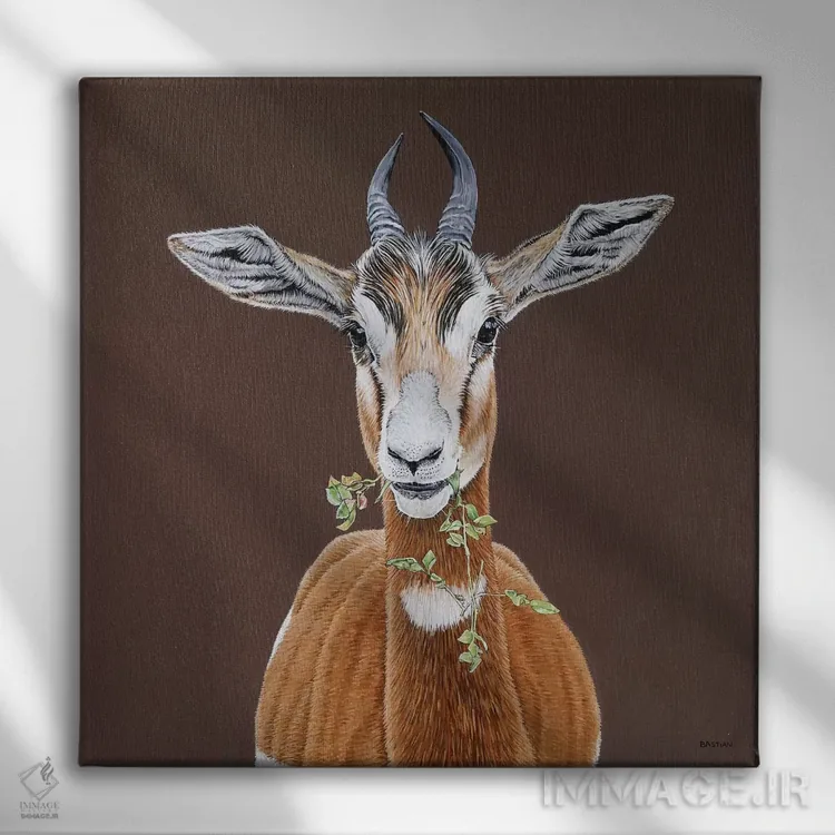 تابلو غزال محار اثر کلارا باستین - نمای روبهرو روی دیوار