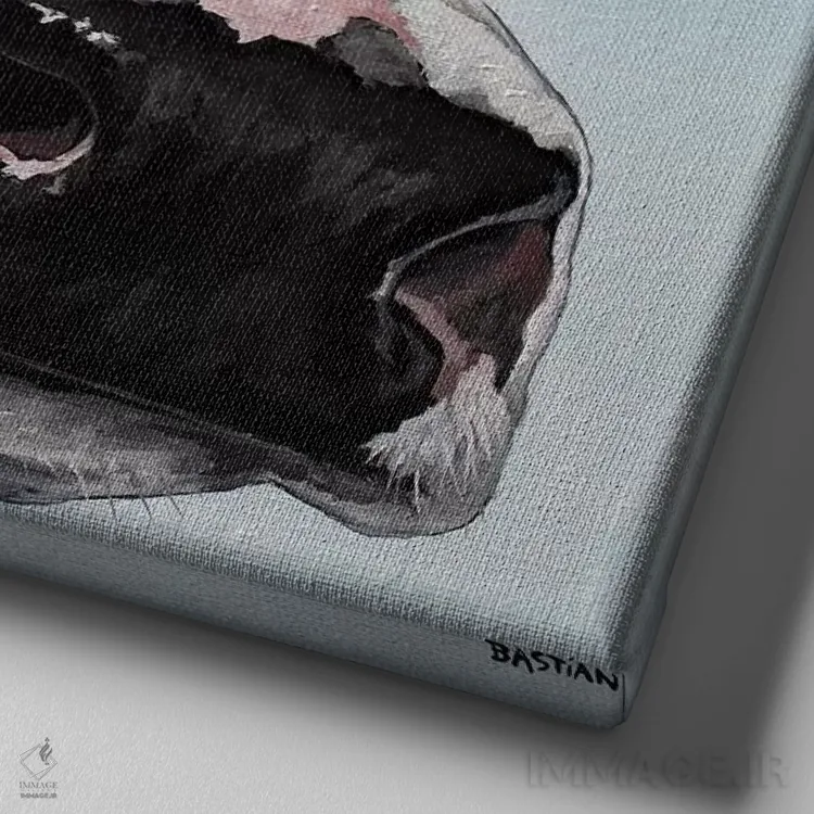 تابلو مینی (اسم گاو) اثر کلارا باستین - نمای نزدیک بافت بوم