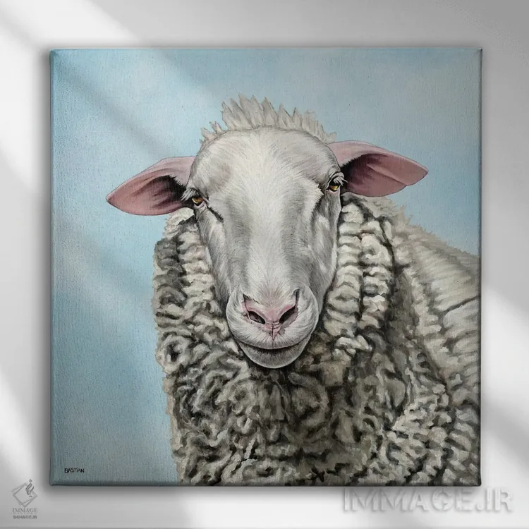 تابلو گوسفند اثر کلارا باستین - نمای روبهرو روی دیوار