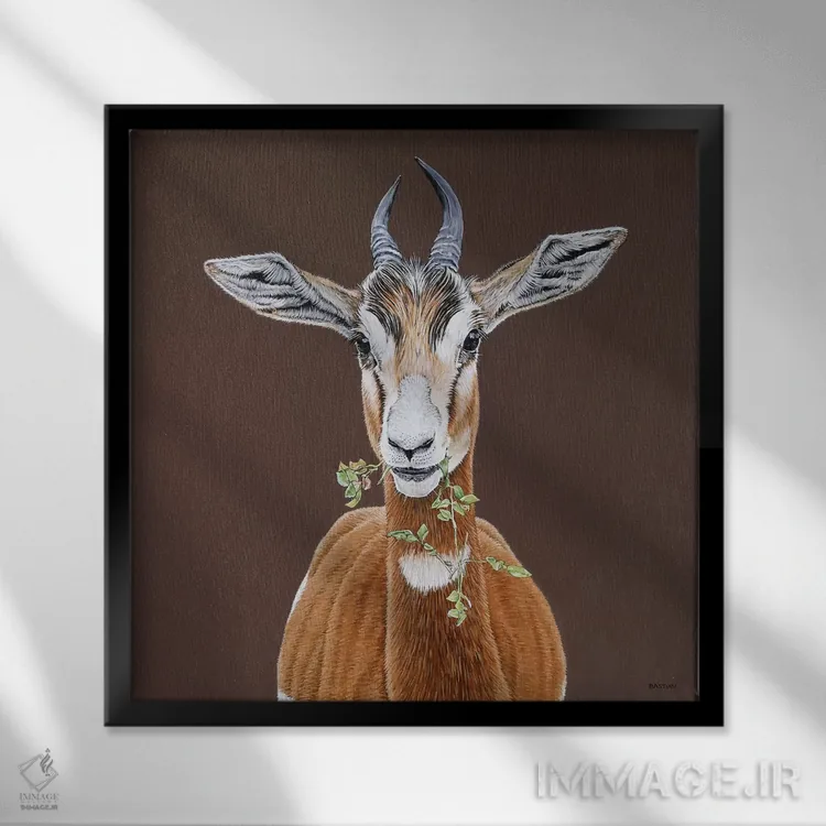 تابلو غزال محار اثر کلارا باستین - نمای قابدار مشکی