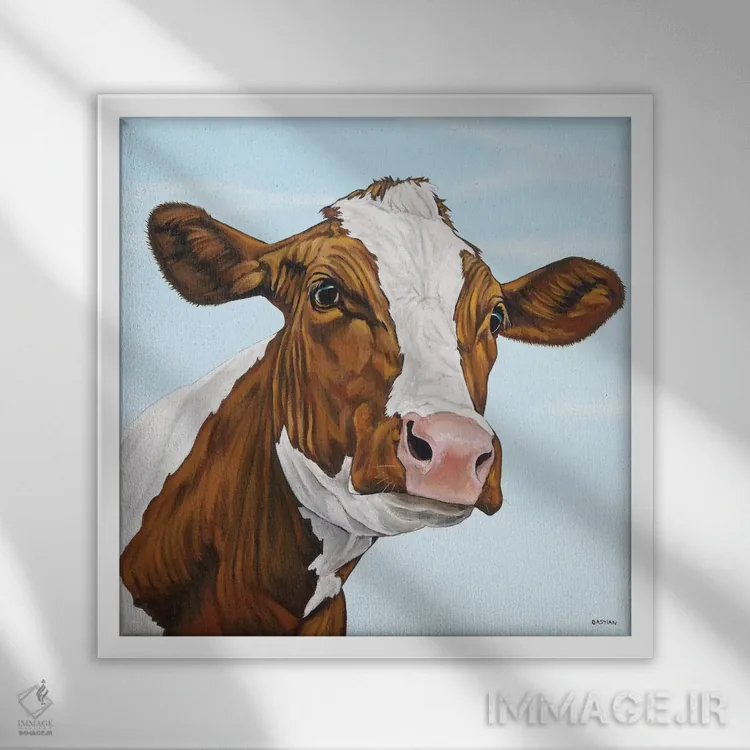 تابلو راستی (اسم حیوان) اثر کلارا باستین - نمای قابدار سفید