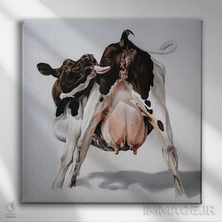 تابلو گاو آبنباتی (کارتونی) اثر کلارا باستین - نمای روبهرو روی دیوار