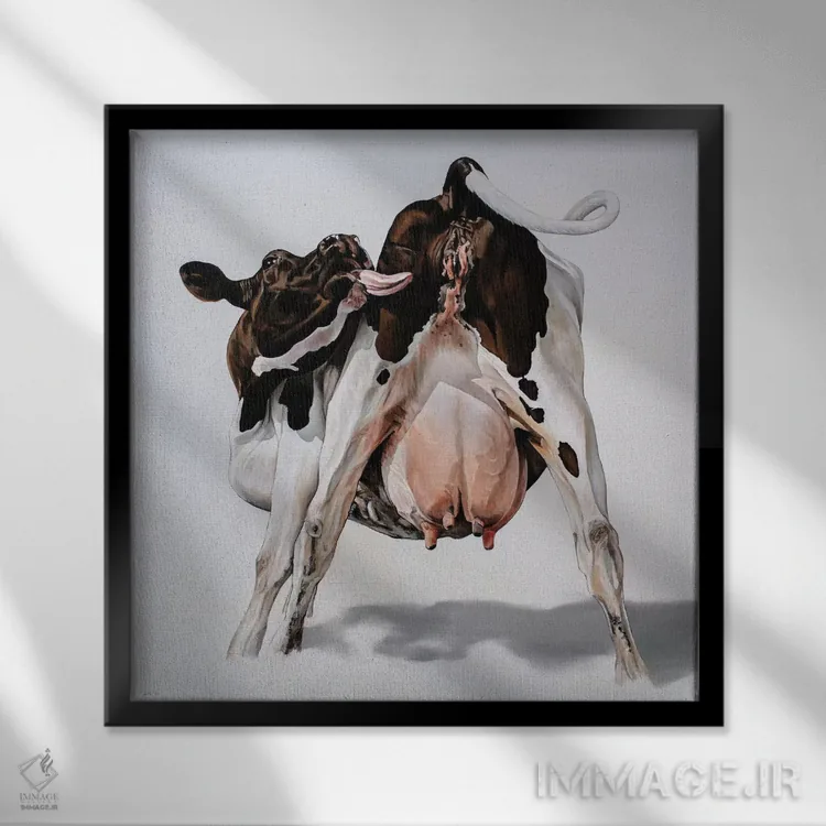 تابلو گاو آبنباتی (کارتونی) اثر کلارا باستین - نمای قابدار مشکی