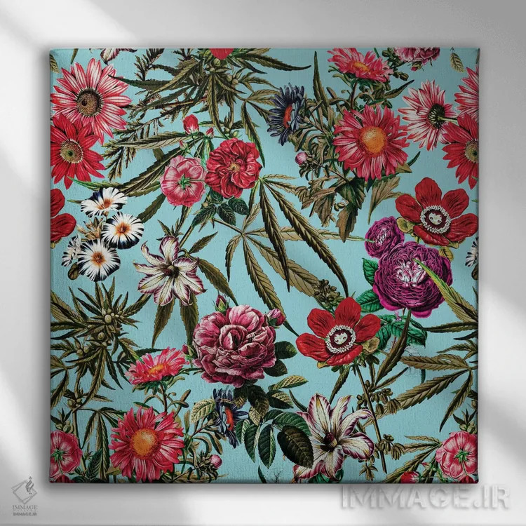 تابلو طرح گل و ماریجوانا II اثر برجو کورکمازیورک - نمای روبهرو روی دیوار