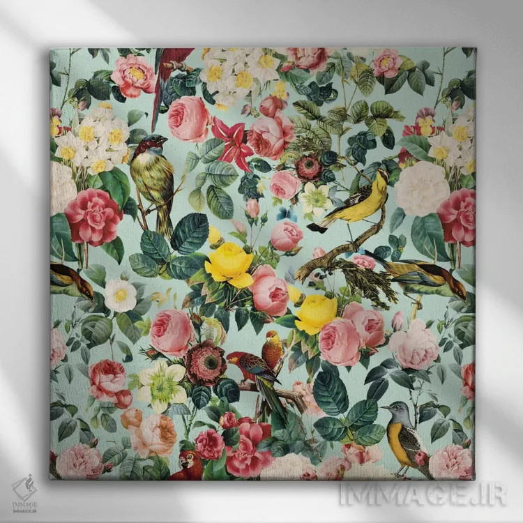 تابلو گل و پرنده III اثر برجو کورکمازیورک - نمای روبهرو روی دیوار