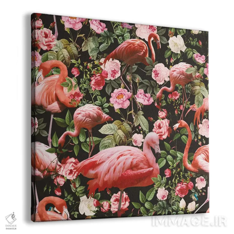 تابلو طرح گل و فلامینگو اثر برجو کورکمازیورک - نمای پرسپکتیو محصول