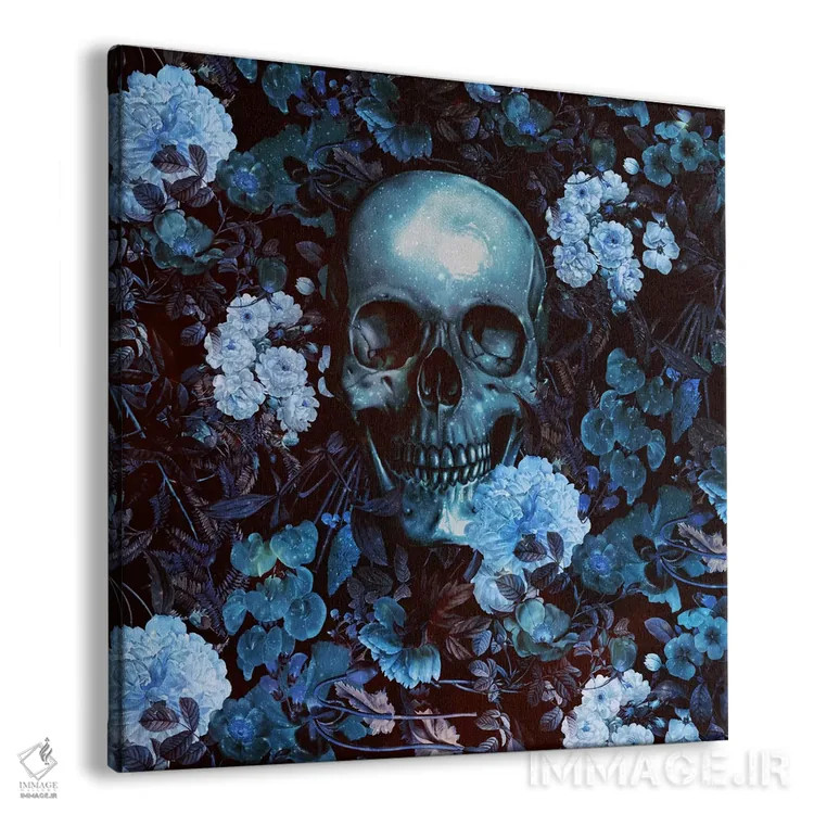تابلو جمجمه و گلها اثر برجو کورکمازیورک - نمای پرسپکتیو محصول