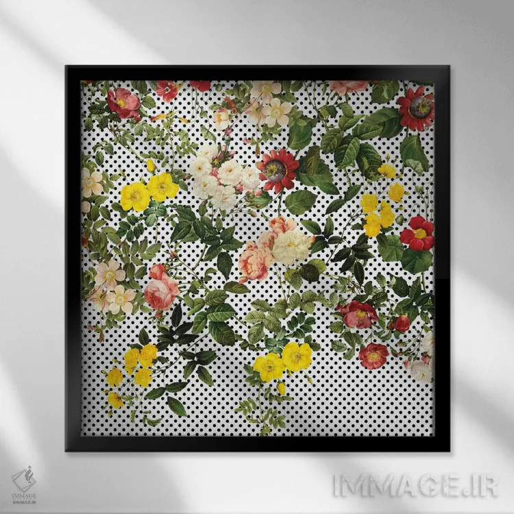 تابلو هندسه گیاهی اثر برجو کورکمازیورک - نمای قابدار مشکی