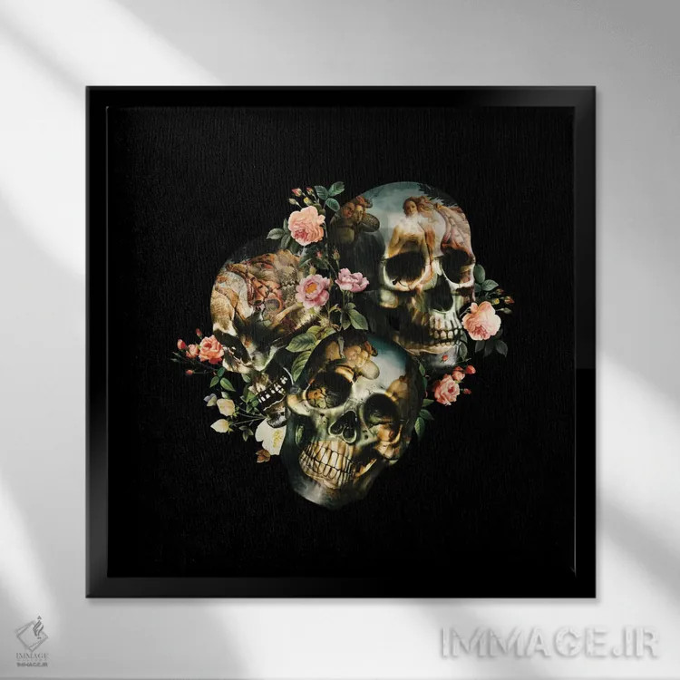 تابلو جمجمه و ونوس اثر برجو کورکمازیورک - نمای قابدار مشکی
