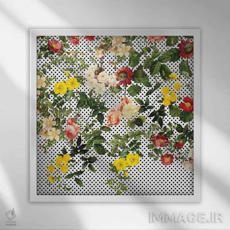 تابلو هندسه گیاهی اثر برجو کورکمازیورک - نمای قابدار سفید