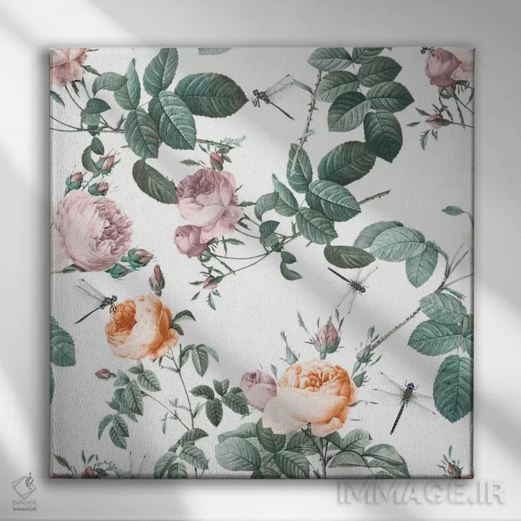 تابلو گلها و سنجاقکها اثر برجو کورکمازیورک - نمای روبهرو روی دیوار