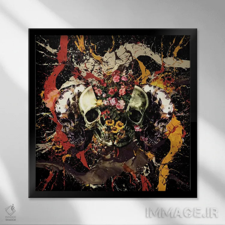 تابلو جمجمه شماره ۱ اثر برجو کورکمازیورک - نمای قابدار مشکی