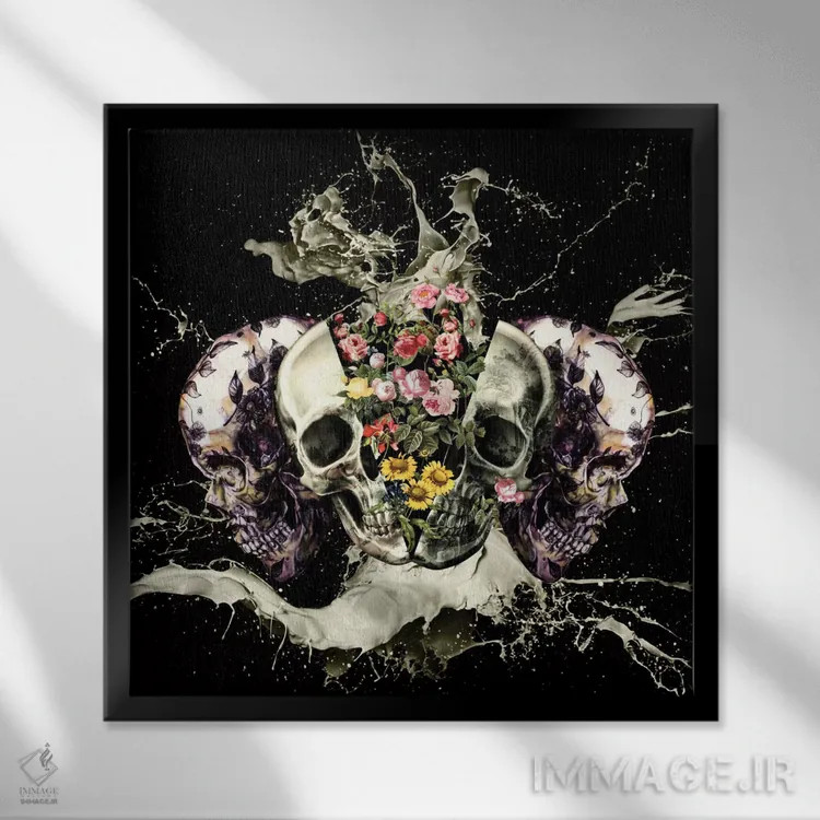 تابلو جمجمه شماره ۲ اثر برجو کورکمازیورک - نمای قابدار مشکی