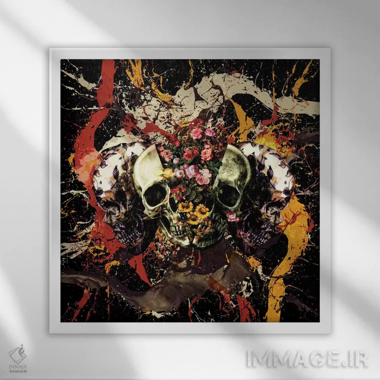 تابلو جمجمه شماره ۱ اثر برجو کورکمازیورک - نمای قابدار سفید