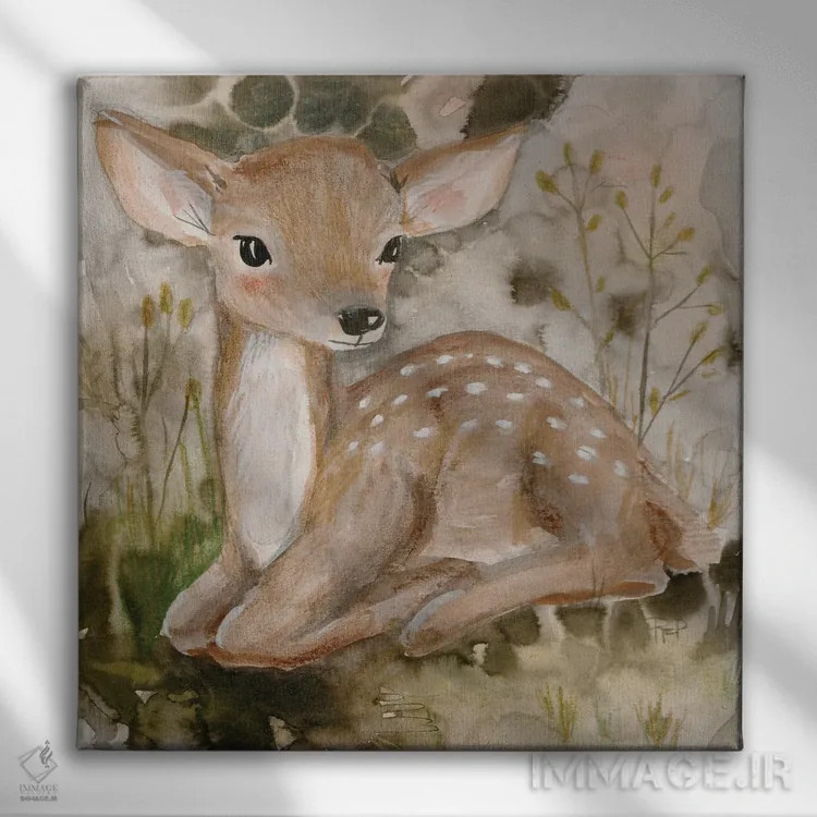 تابلو آهوچه کوچک اثر برنادت اوربانویک - نمای روبهرو روی دیوار