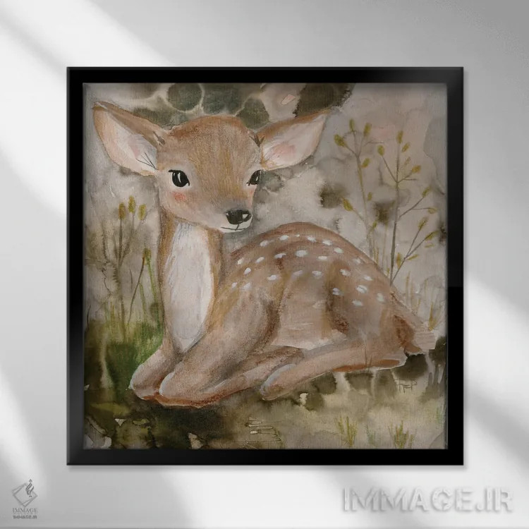 تابلو آهوچه کوچک اثر برنادت اوربانویک - نمای قابدار مشکی