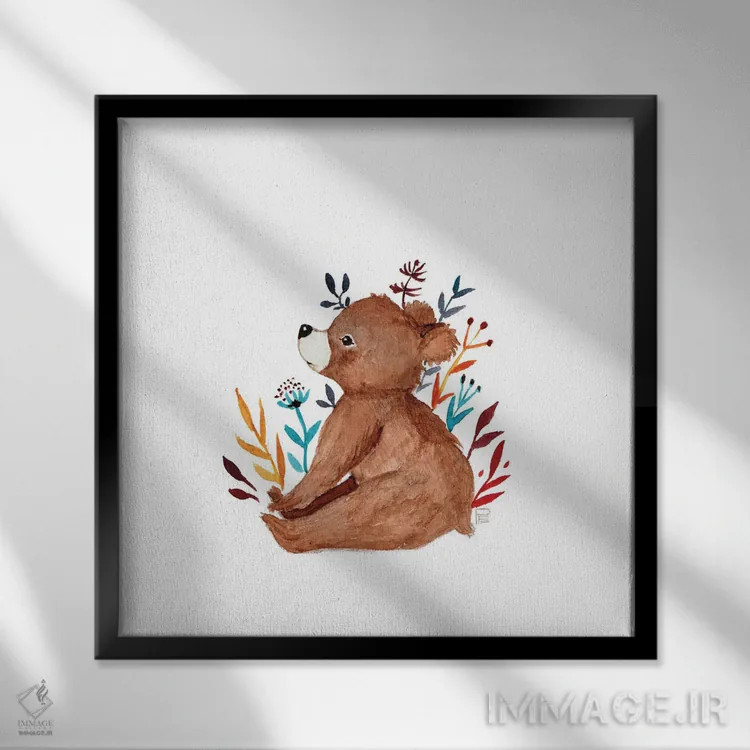 تابلو خرس تنها اثر برنادت اوربانویک - نمای قابدار مشکی