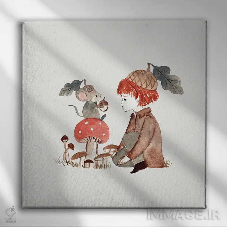 تابلو دوستان بلوطی اثر برنادت اوربانویک - نمای روبهرو روی دیوار