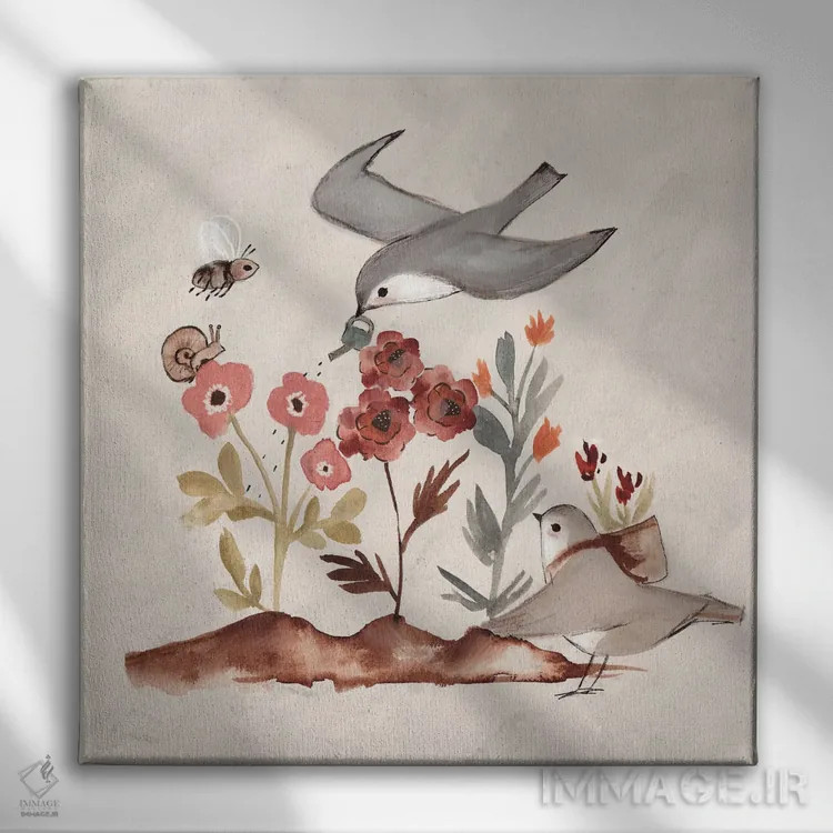 تابلو دوستان باغبانی اثر برنادت اوربانویک - نمای روبهرو روی دیوار