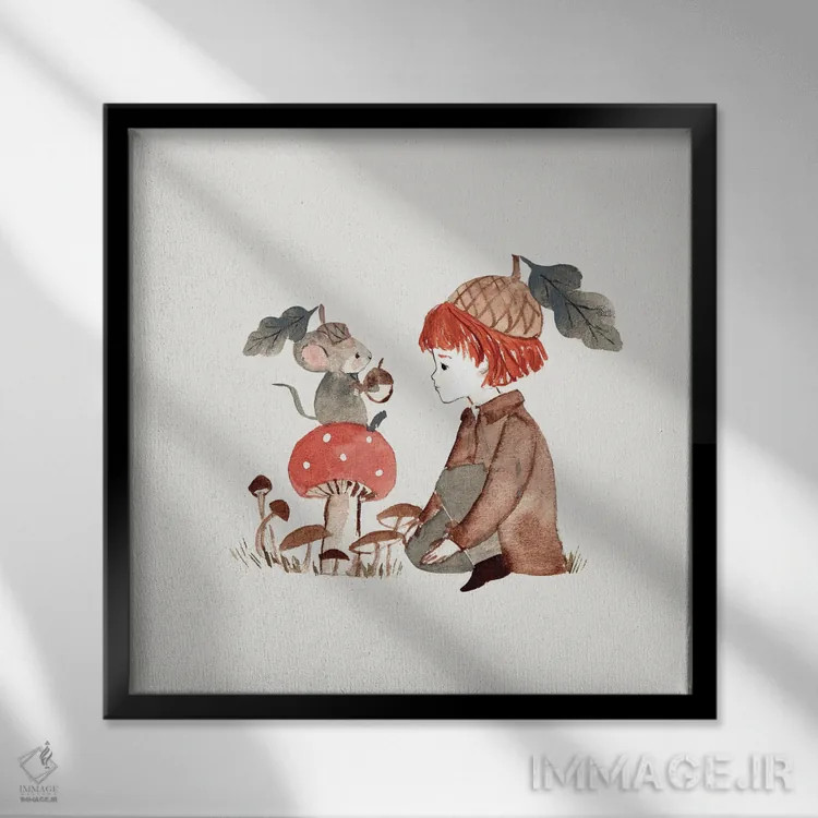 تابلو دوستان بلوطی اثر برنادت اوربانویک - نمای قابدار مشکی