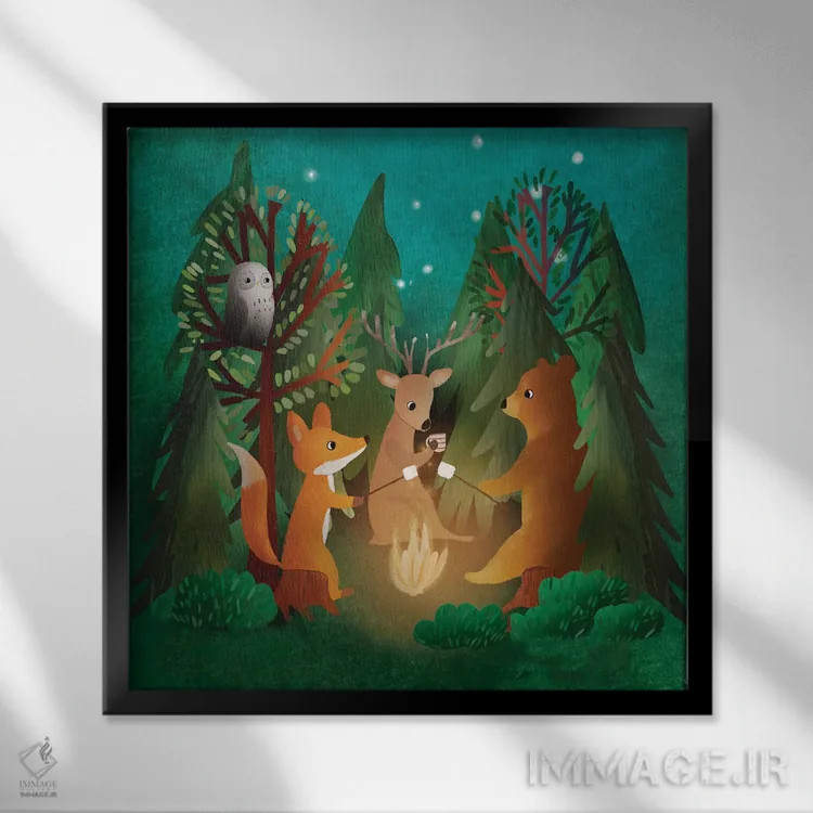 تابلو آتشبازی (آتشافروزی) اثر برنادت اوربانویک - نمای قابدار مشکی