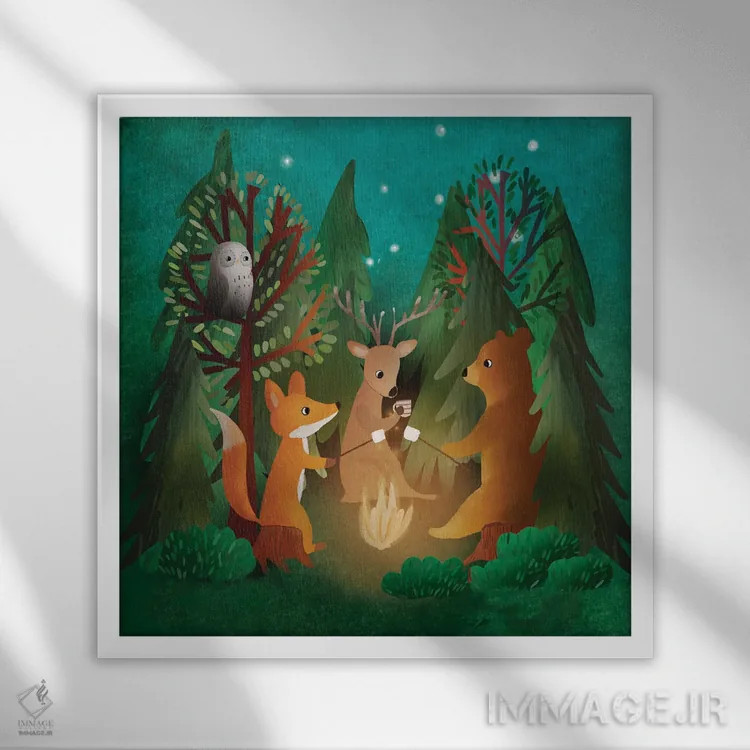 تابلو آتشبازی (آتشافروزی) اثر برنادت اوربانویک - نمای قابدار سفید