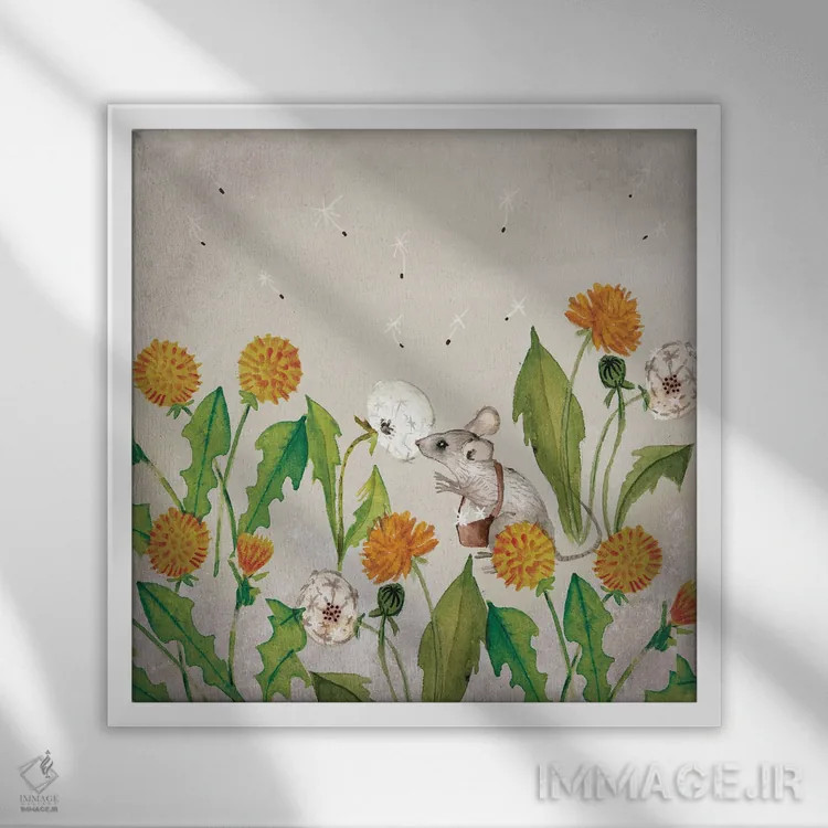 تابلو برداشت قاصدک اثر برنادت اوربانویک - نمای قابدار سفید