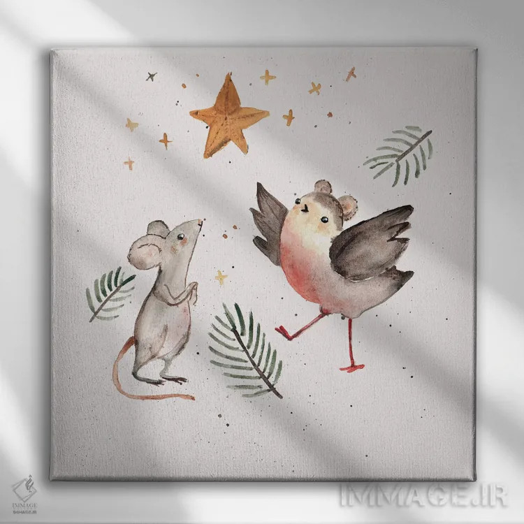 تابلو رابین رابین (پرنده) اثر برنادت اوربانویک - نمای روبهرو روی دیوار
