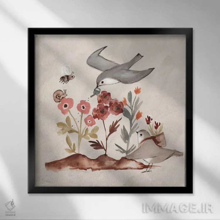 تابلو دوستان باغبانی اثر برنادت اوربانویک - نمای قابدار مشکی