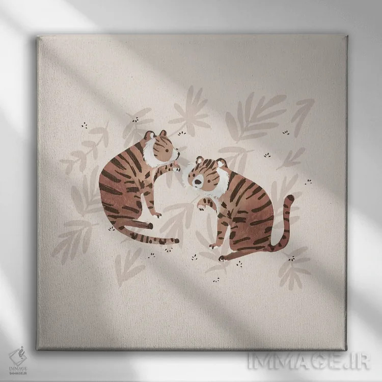 تابلو دو ببر اثر برنادت اوربانویک - نمای روبهرو روی دیوار