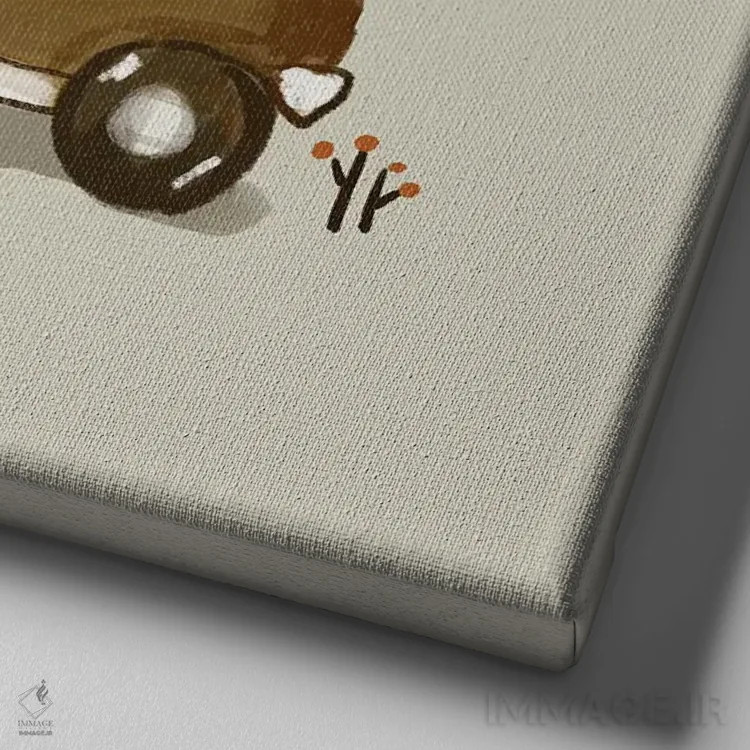 تابلو دایناسور در راه است اثر برنادت اوربانویک - نمای نزدیک بافت بوم