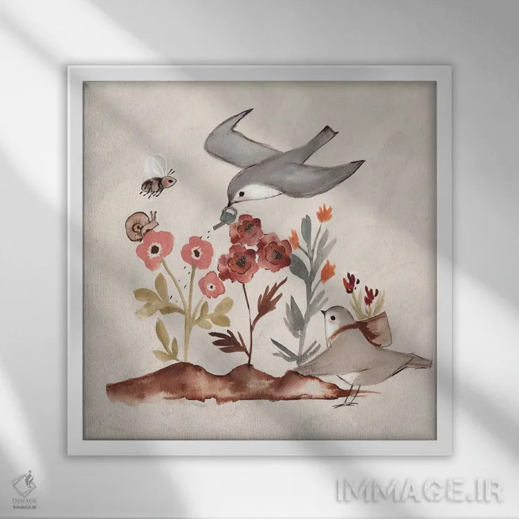 تابلو دوستان باغبانی اثر برنادت اوربانویک - نمای قابدار سفید