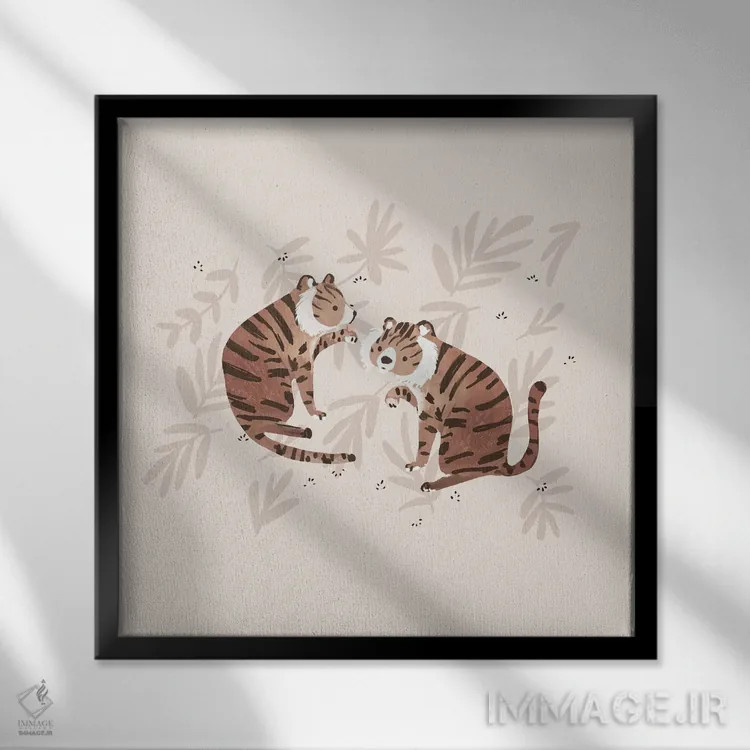 تابلو دو ببر اثر برنادت اوربانویک - نمای قابدار مشکی