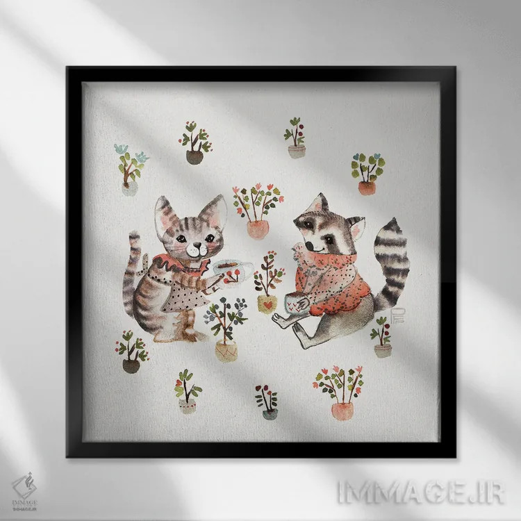 تابلو مهمانی چای اثر برنادت اوربانویک - نمای قابدار مشکی