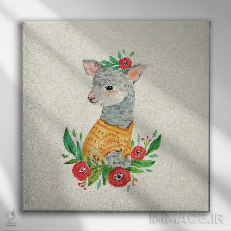 تابلو بره و گلها اثر برنادت اوربانویک - نمای روبهرو روی دیوار