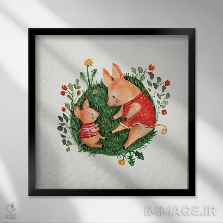 تابلو مامان و من اثر برنادت اوربانویک - نمای قابدار مشکی