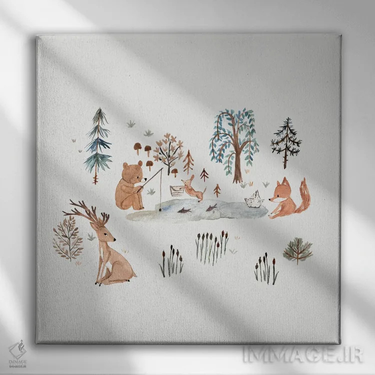 تابلو یک روز در کنار دریاچه اثر برنادت اوربانویک - نمای روبهرو روی دیوار