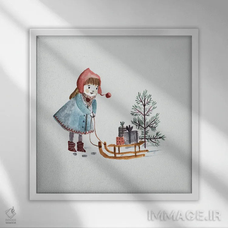 تابلو هدایای کریسمس اثر برنادت اوربانویک - نمای قابدار سفید