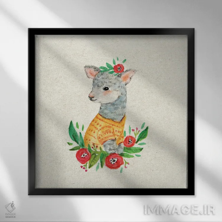 تابلو بره و گلها اثر برنادت اوربانویک - نمای قابدار مشکی